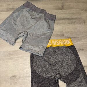 Gymshark Gray and Yellow Waistband Shorts